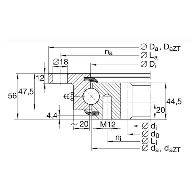 Doosan DH280 Swing Bearing - Dimension View
